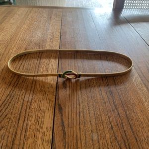 Owned Vintage Skinny Gold Tone Coil Stretch Cinch Colorful Buckle Belt Sm 26.5”